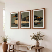 Waterbird Reflection vintage poster art prints - Dark Brown Framed Poster with White Border - Artworksets