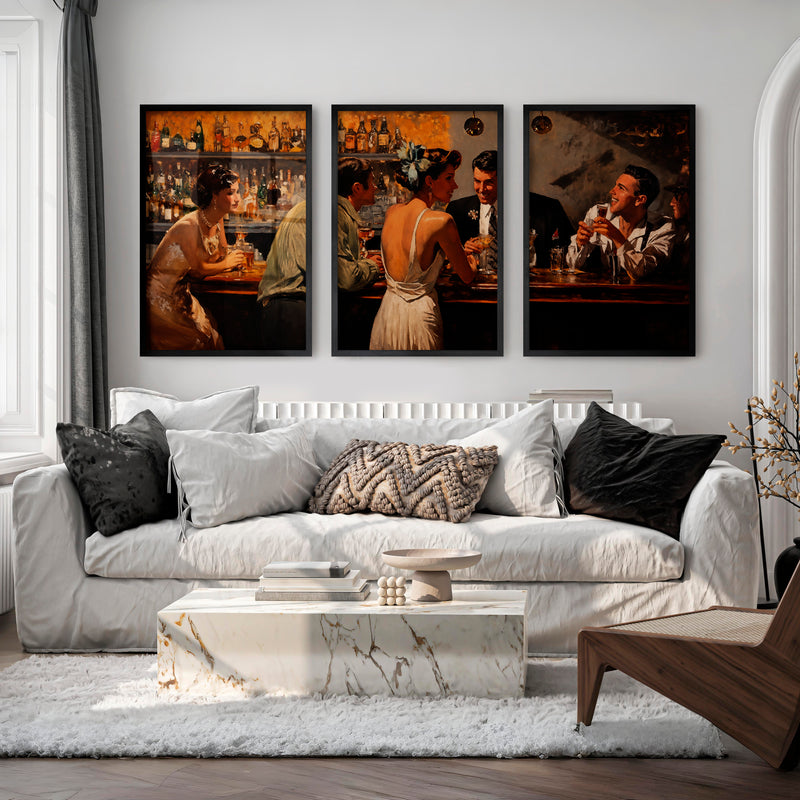Cocktail Bar Vintage Poster Artwork - Black Framed Poster No Border - Artworksets