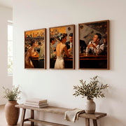 Cocktail Bar Vintage Poster Artwork - Dark Brown Framed Poster No Border - Artworksets