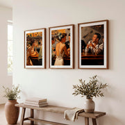 Cocktail Bar Vintage Poster Artwork - Dark Brown Framed Poster with White Border - Artworksets