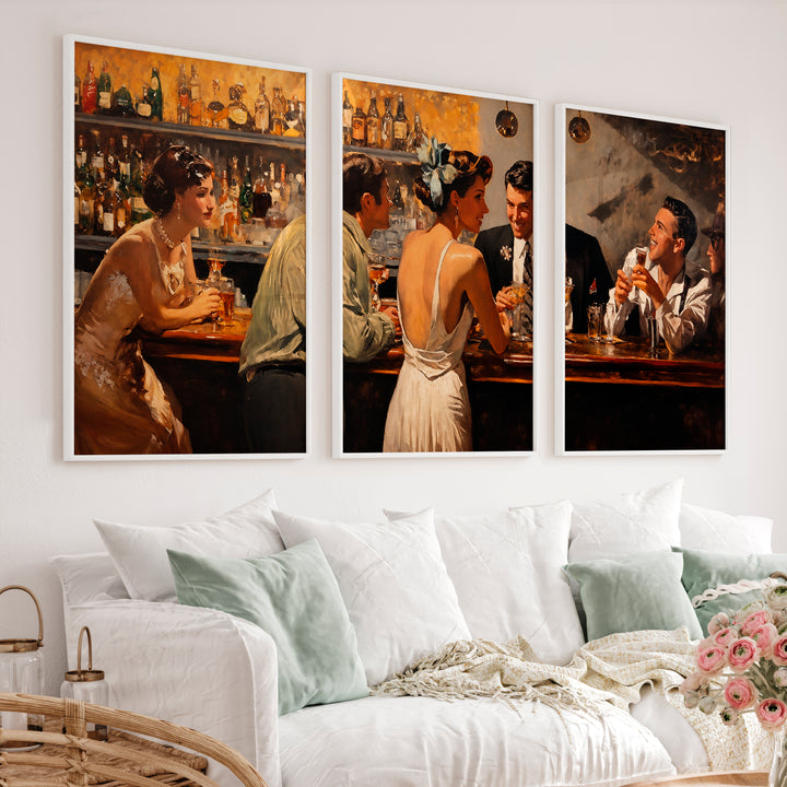 Cocktail Bar Vintage Poster Artwork - White Framed Poster No Border - Artworksets