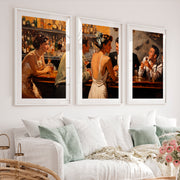 Cocktail Bar Vintage Poster Artwork - White Framed Poster with White Border - Artworksets