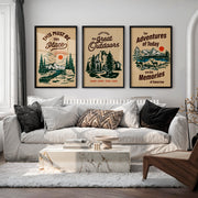 The Must Be The Place Vintage Poster Featuring Mountain and River - Black Framed Poster No Border - Artworksets