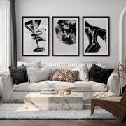 Halftone Glamour vintage poster prints - Black Framed Poster with White Border - Artworksets