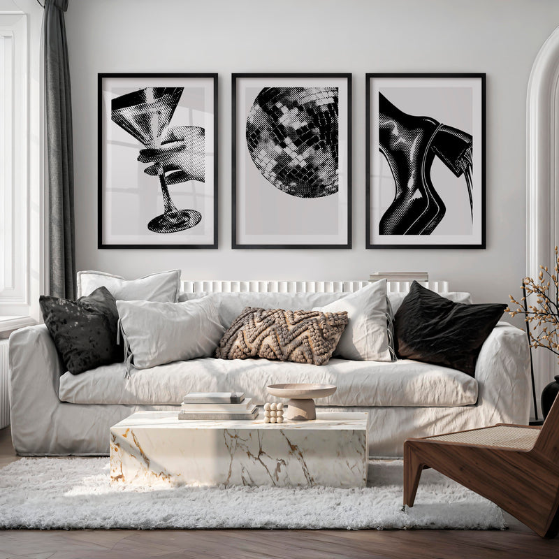 Halftone Glamour vintage poster prints - Black Framed Poster with White Border - Artworksets