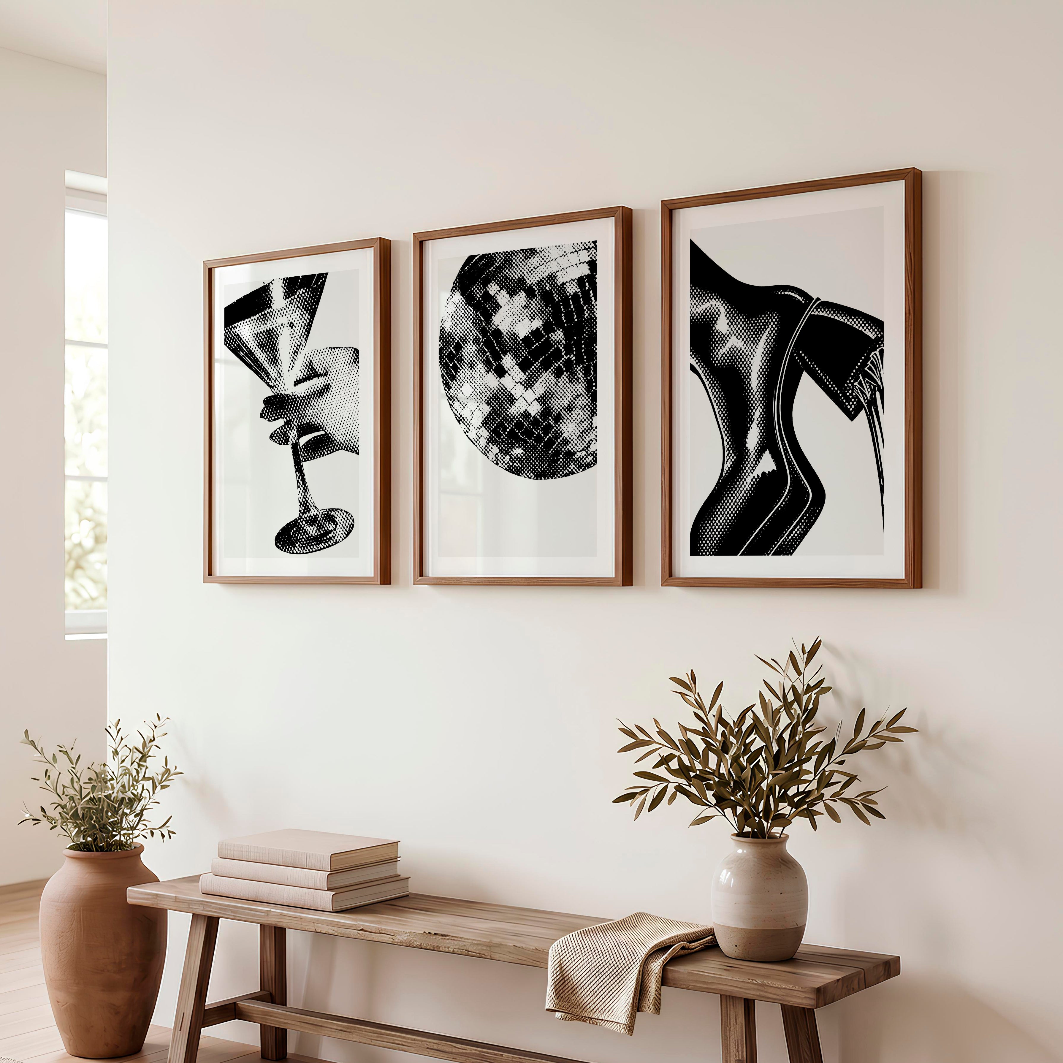 Halftone Glamour vintage poster prints - Dark Brown Framed Poster with White Border - Artworksets