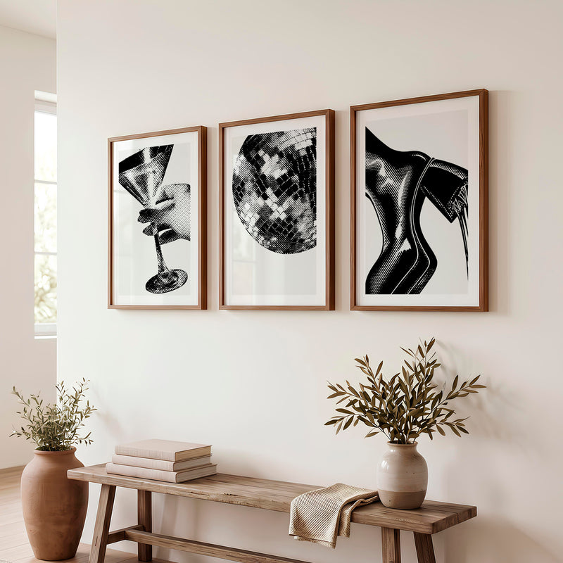Halftone Glamour vintage poster prints - Dark Brown Framed Poster with White Border - Artworksets