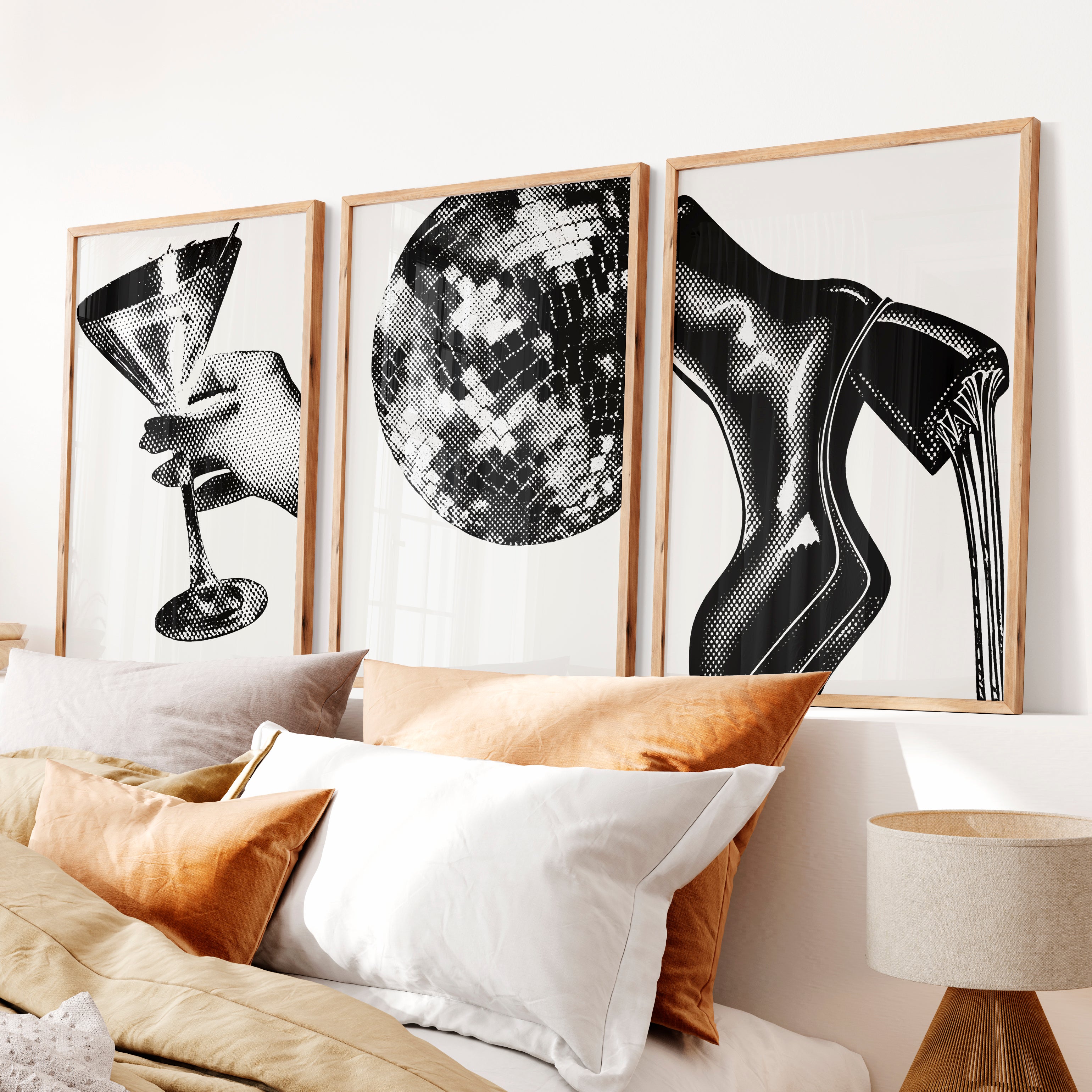 Halftone Glamour vintage poster prints - Natural Wood Framed Poster No Border - Artworksets