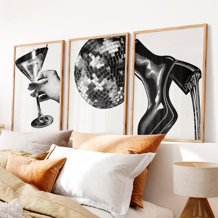 Halftone Glamour vintage poster prints - Natural Wood Framed Poster No Border - Artworksets