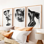 Halftone Glamour vintage poster prints- Natural Wood Framed Poster with White Border - Artworksets