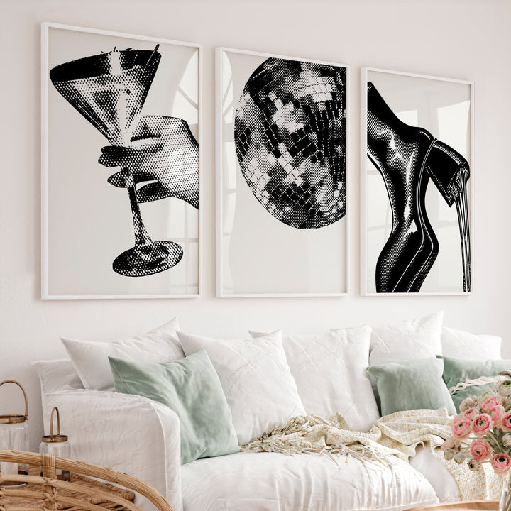 Halftone Glamour vintage poster prints - White Framed Poster No Border - Artworksets