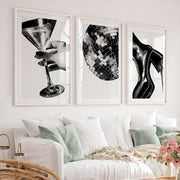 Halftone Glamour vintage poster prints - White Framed Poster with White Border - Artworksets