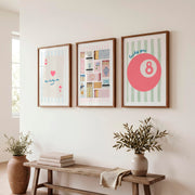 Lucky Pastel 8 Ball vintage posters for room - Dark Brown Framed Poster with White Border - Artworksets