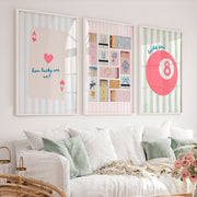 Lucky Pastel 8 Ball vintage posters for room - White Framed Poster No Border - Artworksets