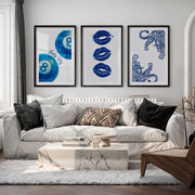 Blue Lucky 8 Ball vintage posters wall art - Black Framed Poster with White Border - Artworksets