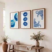 Blue Lucky 8 Ball vintage posters wall art - Dark Brown Framed Poster with White Border - Artworksets