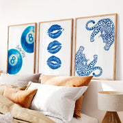 Blue Lucky 8 Ball vintage posters wall art - Natural Wood Framed Poster No Border - Artworksets