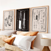 Candlelit Dinner vintage prints for wall - Natural Wood Framed Poster No Border - Artworksets