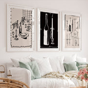 Candlelit Dinner vintage prints for wall - White Framed Poster with White Border - Artworksets