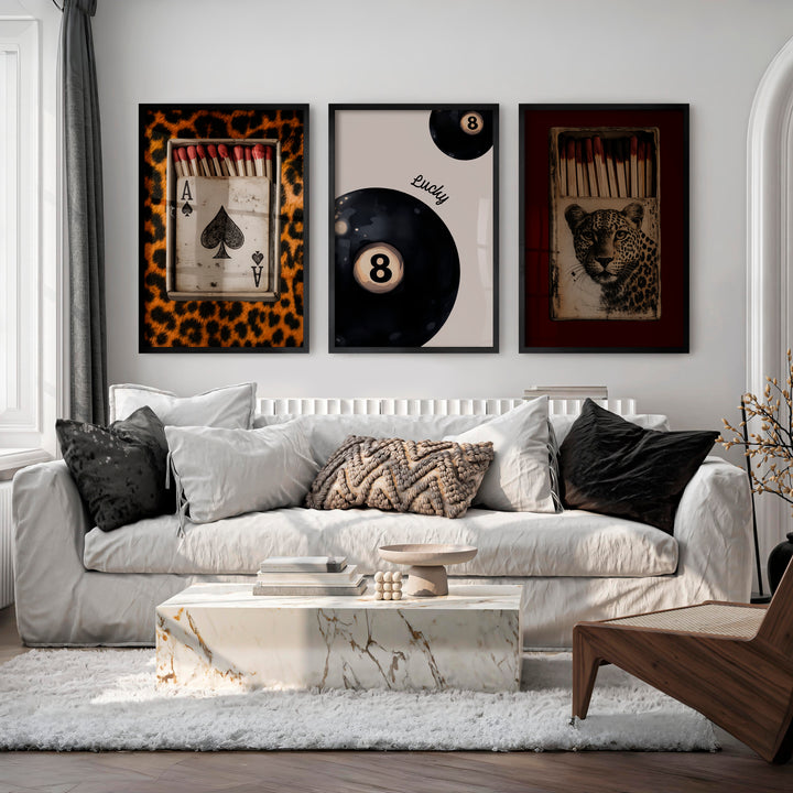 Leopard Matchbox Vintage Retro Wall Decor - Black Framed Poster No Border - Artworksets