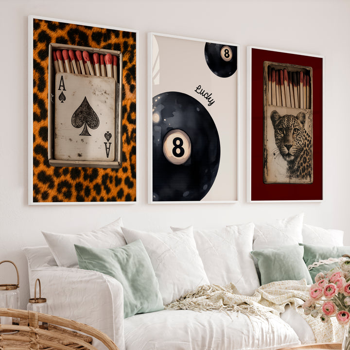 Leopard Matchbox Vintage Retro Wall Decor - White Framed Poster No Border - Artworksets