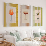 Vintage Style Interior Cocktail Print Set with Martini and Spritz - White Framed Poster No Border - Artworksets