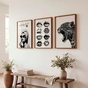 Vintage wall art prints featuring lipstick and leopard - Dark Brown Framed Poster No Border - Artworksets