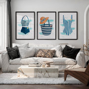 Beach Swimsuit vintage wall art prints - Black Framed Poster with White Border - Artworksets