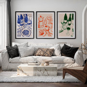 Cafe Table Sketch Vintage Wall Picture - Black Framed Poster with White Border - Artworksets