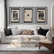 Royal Playing Cards vintage wall print with Spade Ace Center - Black Framed Poster with White Border - Artworksets