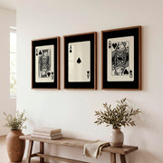 Royal Playing Cards vintage wall print with Spade Ace Center - Dark Brown Framed Poster No Border - Artworksets