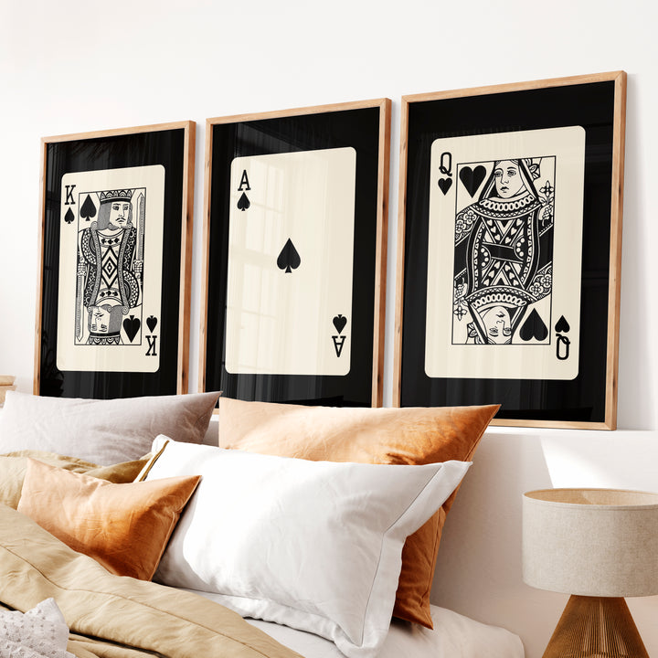 Royal Playing Cards vintage wall print with Spade Ace Center - Natural Wood Framed Poster No Border - Artworksets