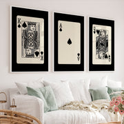 Royal Playing Cards vintage wall print with Spade Ace Center - White Framed Poster No Border - Artworksets