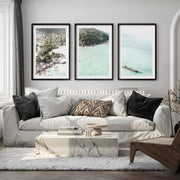 Tropical Bay wall art of ocean - Black Framed Poster with White Border - Artworksets
