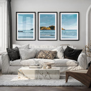 Green Island wall art of the ocean Photography - Black Framed Poster with White Border - Artworksets