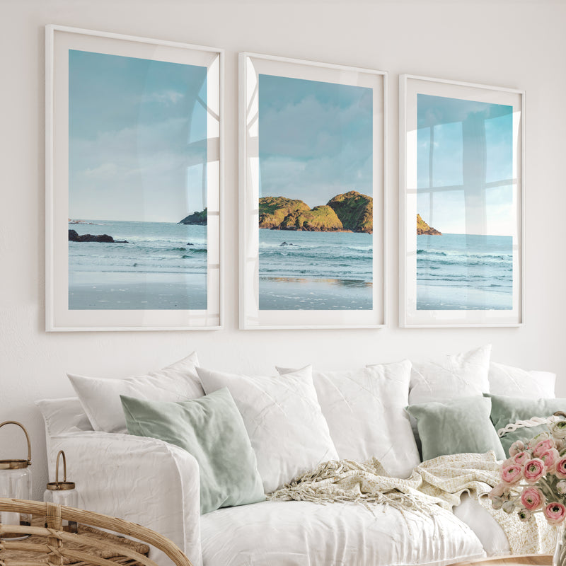 Green Island wall art of the ocean Photography - White Framed Poster with White Border - Artworksets