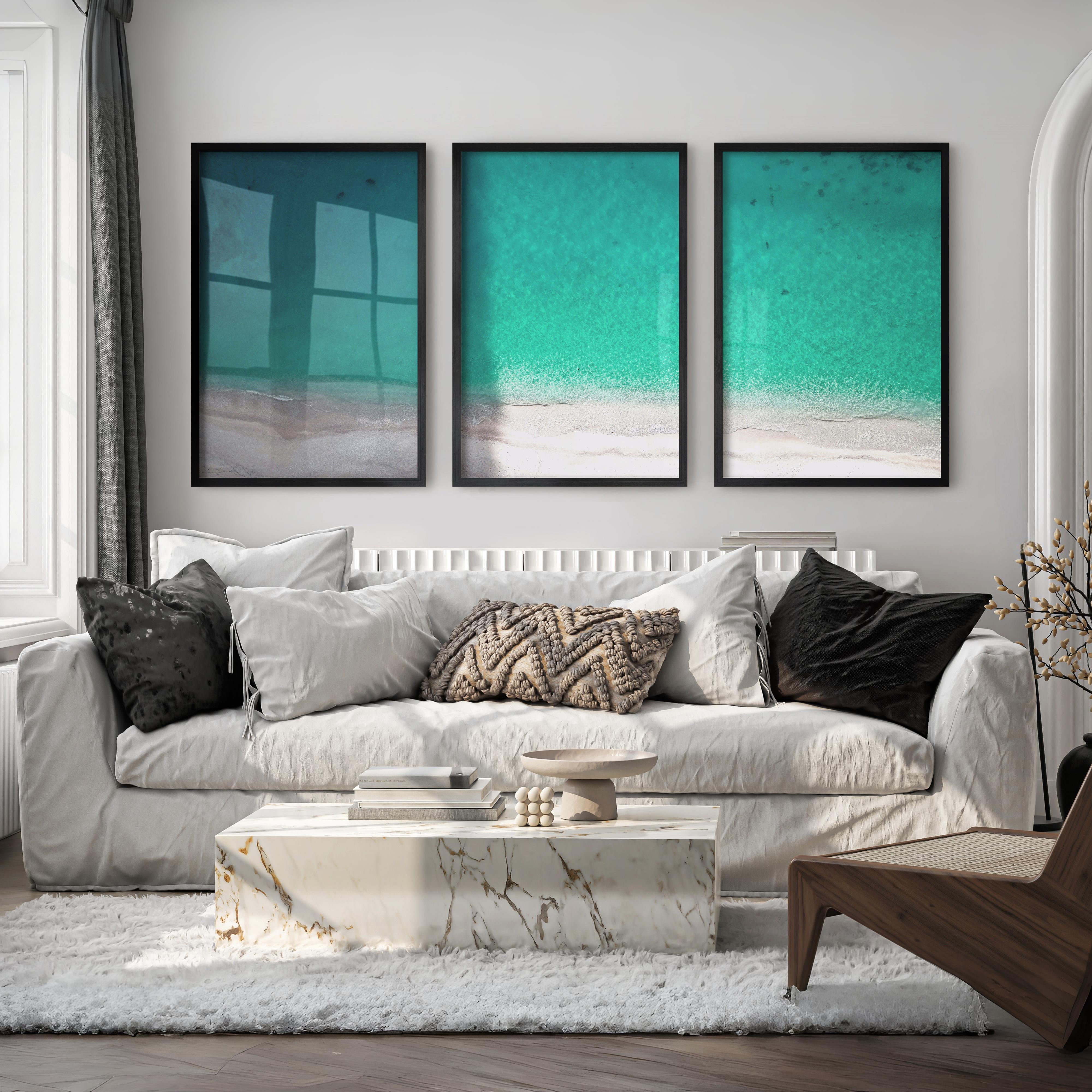Aerial Shoreline Wall Beach Art - Black Framed Poster No Border - Artworksets