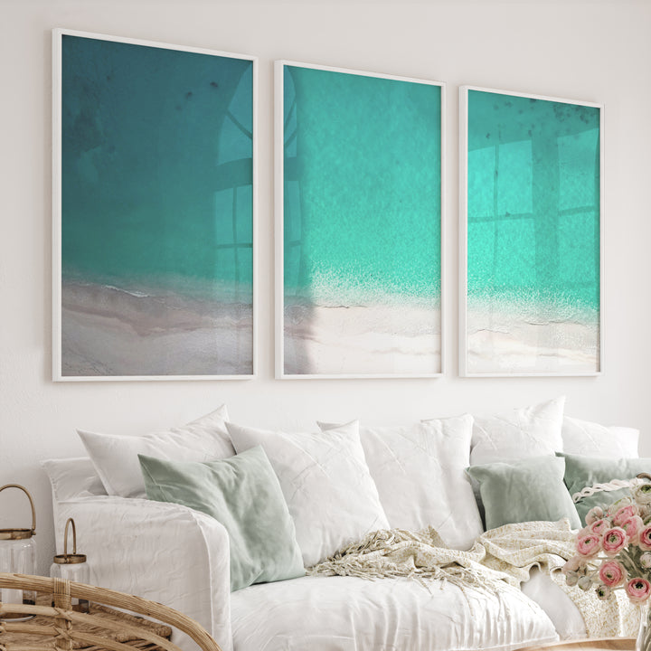 Aerial Shoreline Wall Beach Art - White Framed Poster No Border - Artworksets