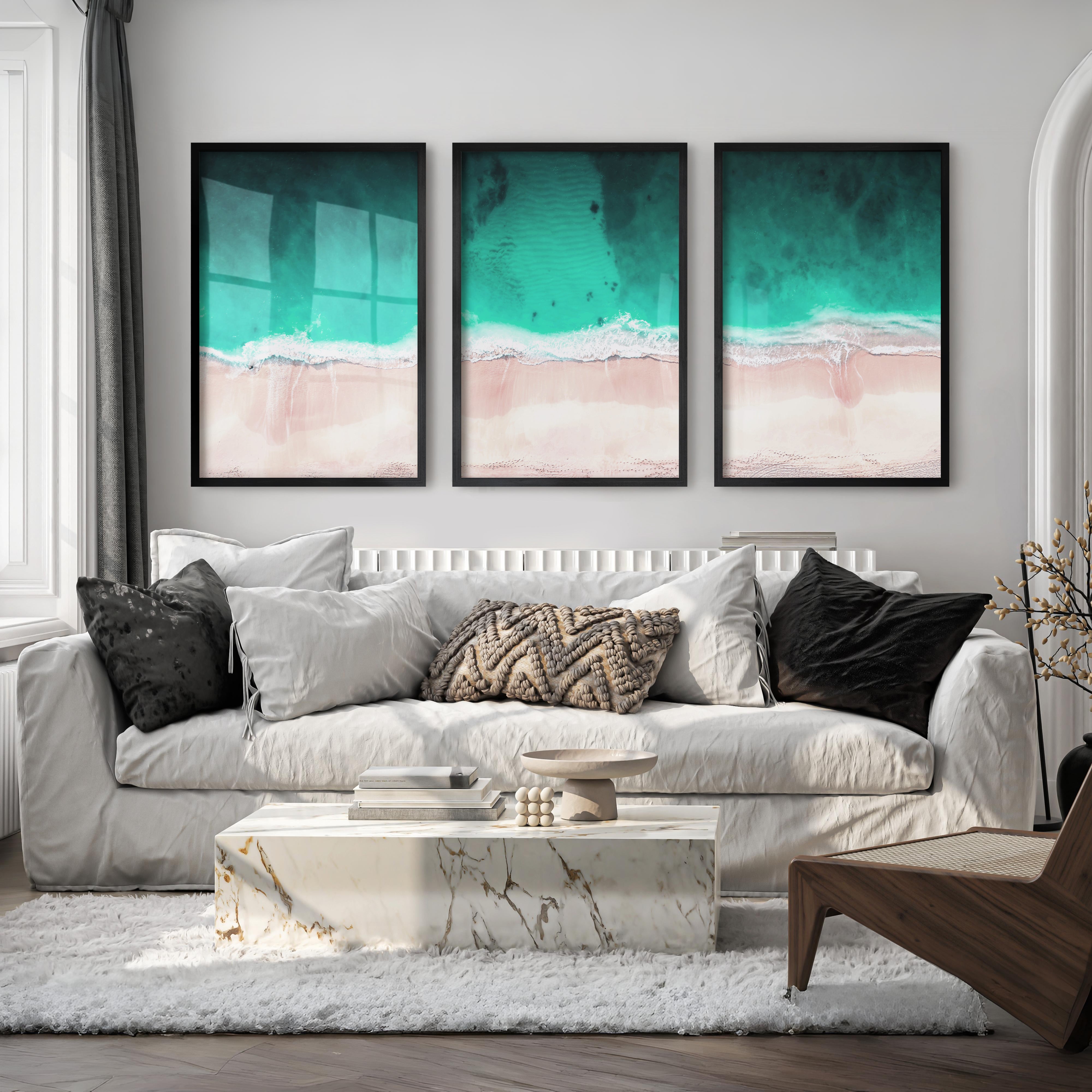 Aerial Shoreline Wall Coastal Decor - Black Framed Poster No Border - Artworksets