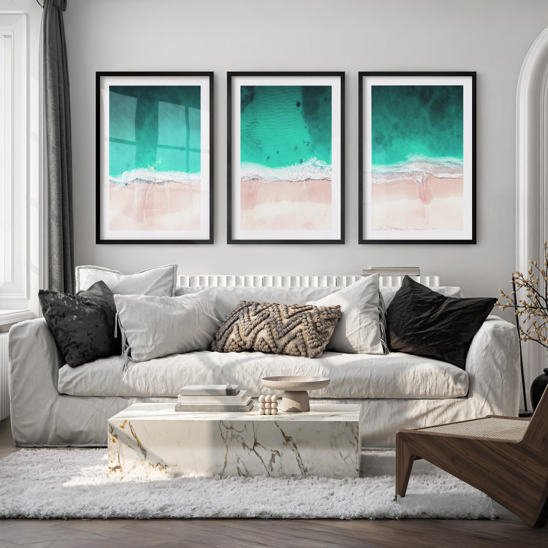 Aerial Shoreline Wall Coastal Decor - Black Framed Poster with White Border - Artworksets