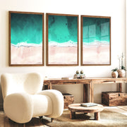 Aerial Shoreline Wall Coastal Decor - Dark Brown Framed Poster No Border - Artworksets