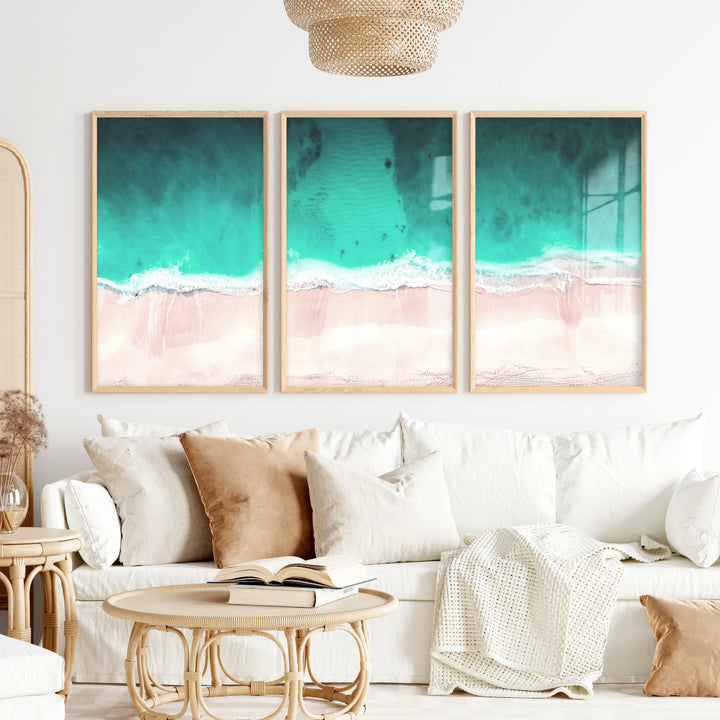 Aerial Shoreline Wall Coastal Decor - Natural Wood Framed Poster No Border - Artworksets