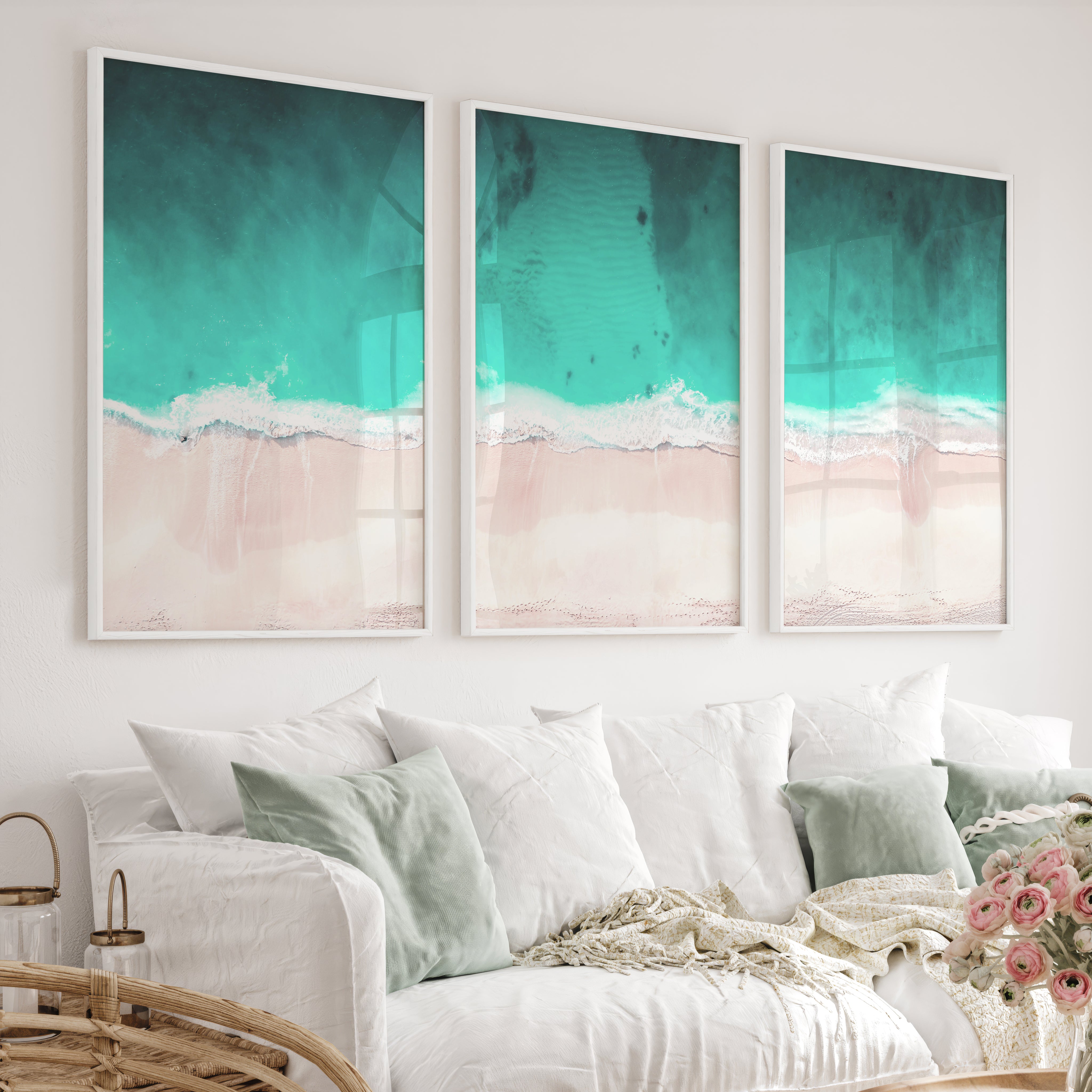 Aerial Shoreline Wall Coastal Decor - White Framed Poster No Border - Artworksets