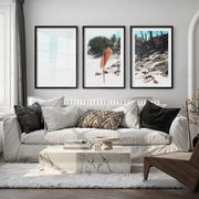 Yellow Surf Sign wall coastal decor - Black Framed Poster with White Border - Artworksets