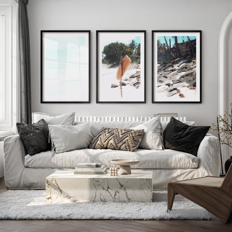 Yellow Surf Sign wall coastal decor - Black Framed Poster with White Border - Artworksets
