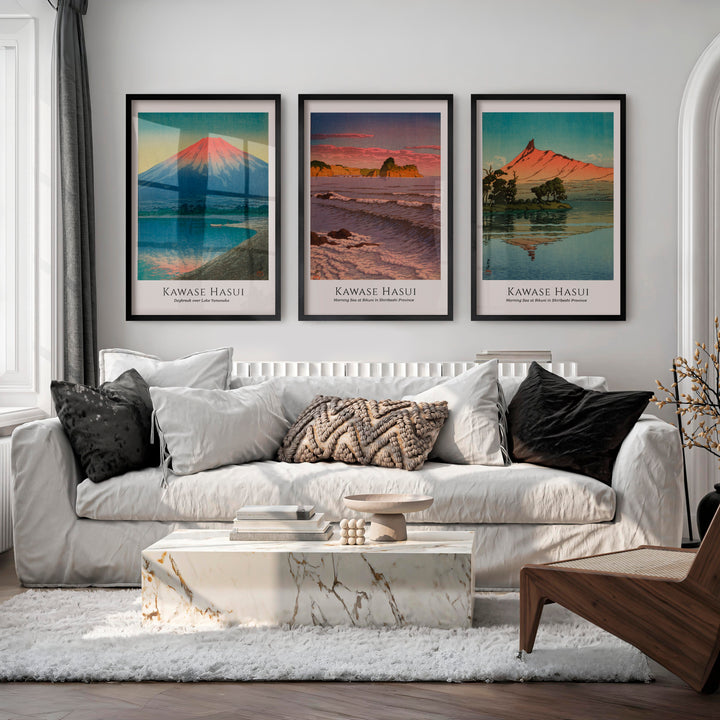 Hasui Mountain Coast Wall Decor Japanese Prints - Black Framed Poster No Border - Artworksets