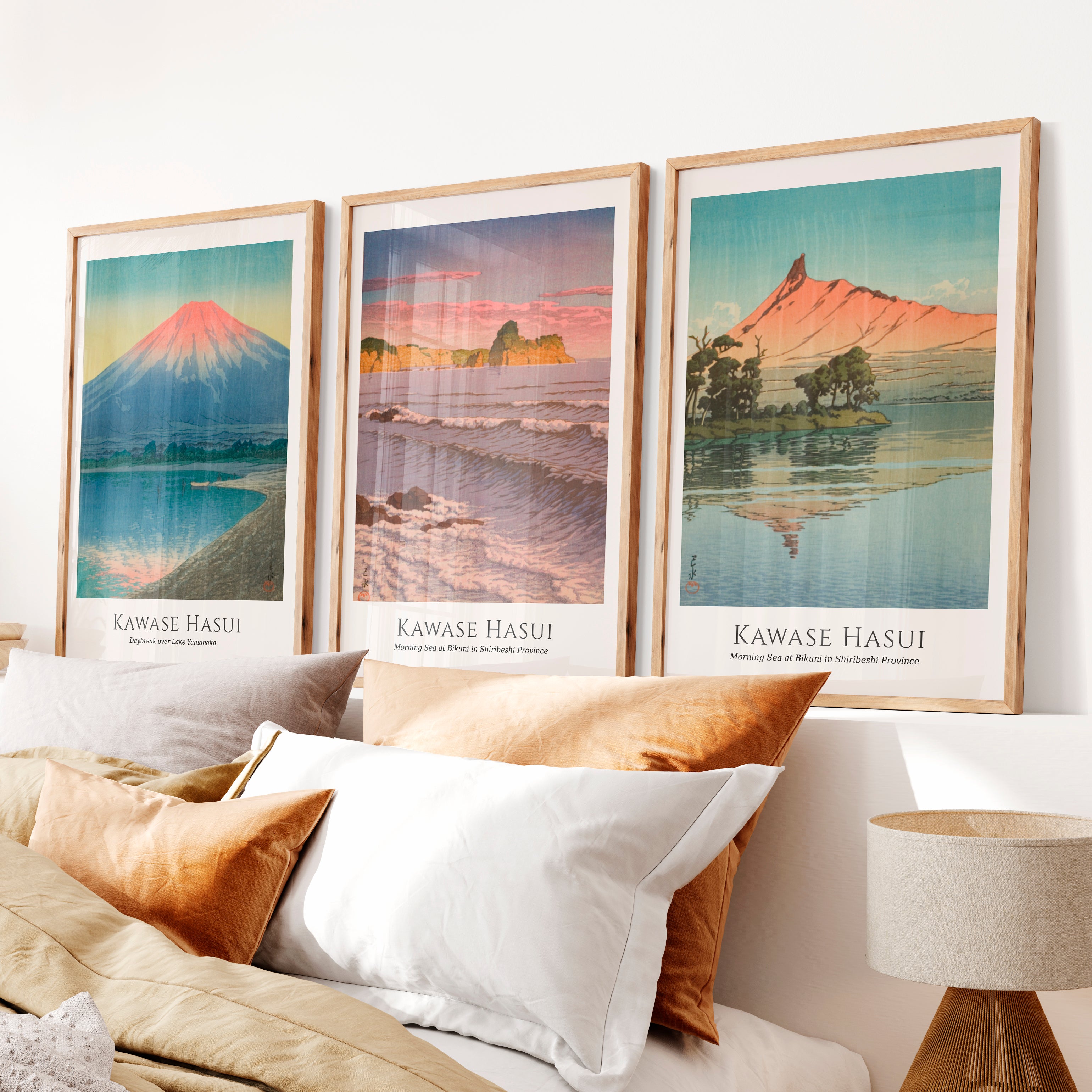 Hasui Mountain Coast Wall Decor Japanese Prints - Natural Wood Framed Poster No Border - Artworksets