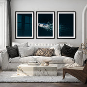 Aerial Boat wall decor ocean Photography - Black Framed Poster with White Border - Artworksets