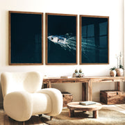 Aerial Boat wall decor ocean Photography - Dark Brown Framed Poster No Border - Artworksets