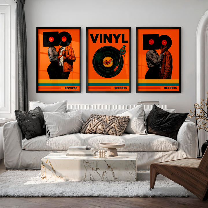 Vinyl Dance wall decor retro artwork - Black Framed Poster No Border - Artworksets
